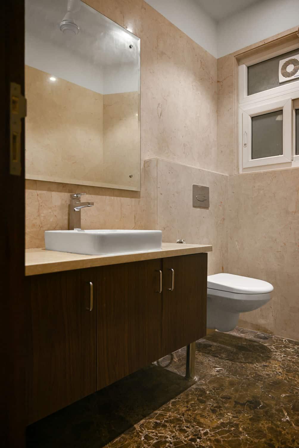 B-21 Geetanjali Enclave bathroom with marble vanity